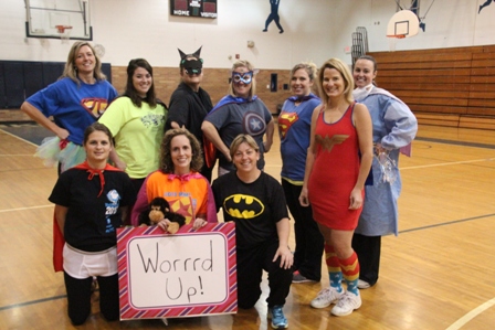 staff volleyball team in costumes